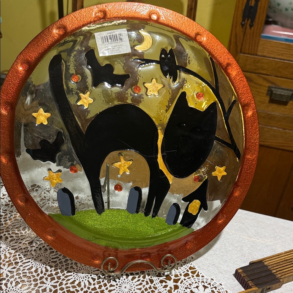 Halloween Black Cat Decorative Plate - Picture 4 of 4